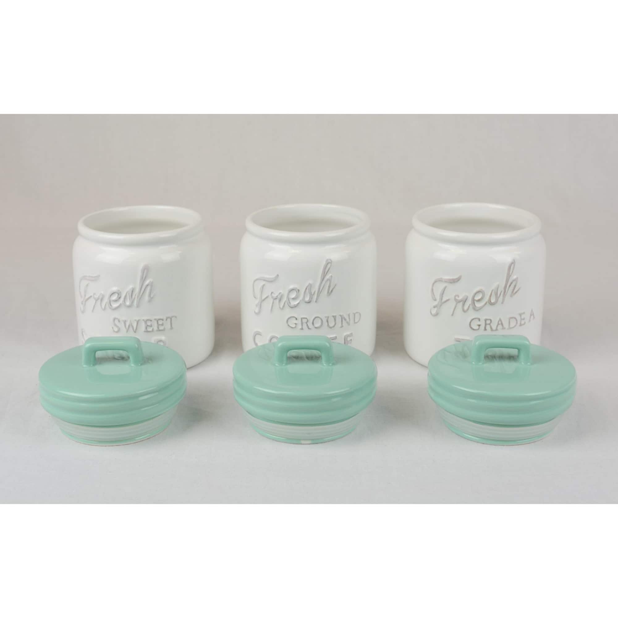 DII® 5.6" Aqua Ceramic Jar Canister Set, 3ct.